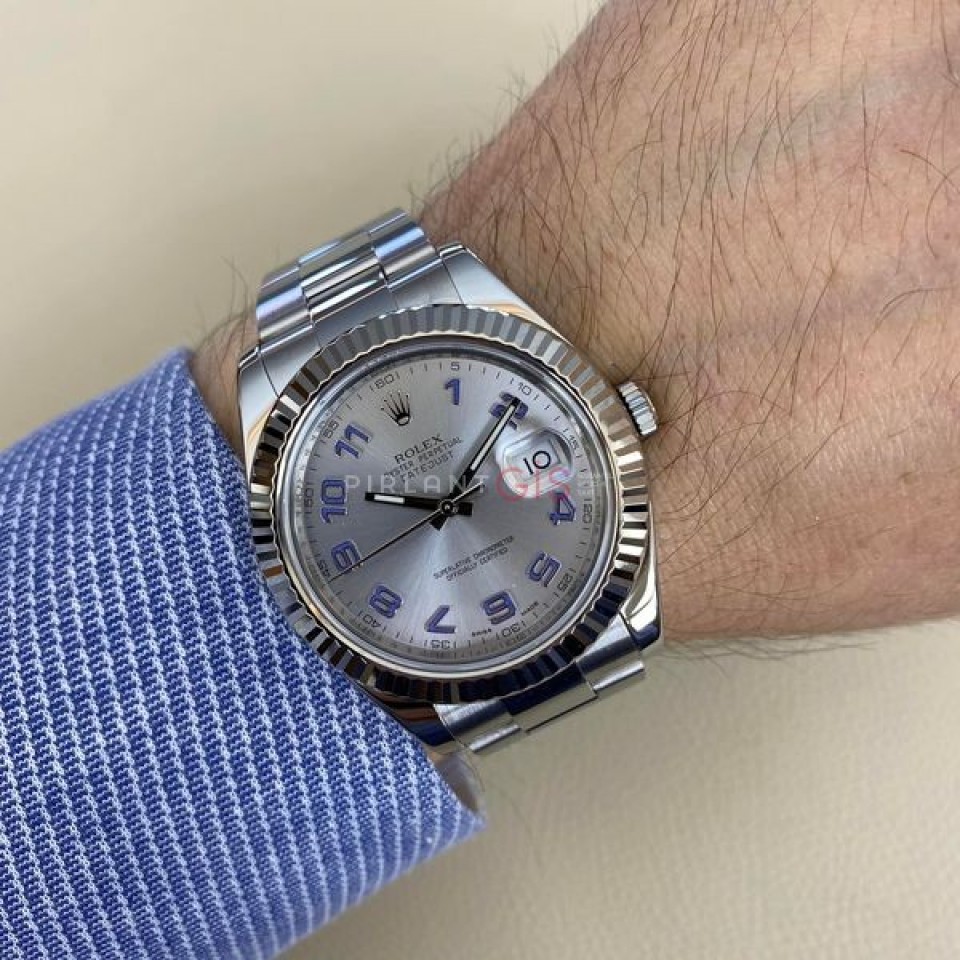 ROLEX Date Just ll Silver Violet Numbers  116334