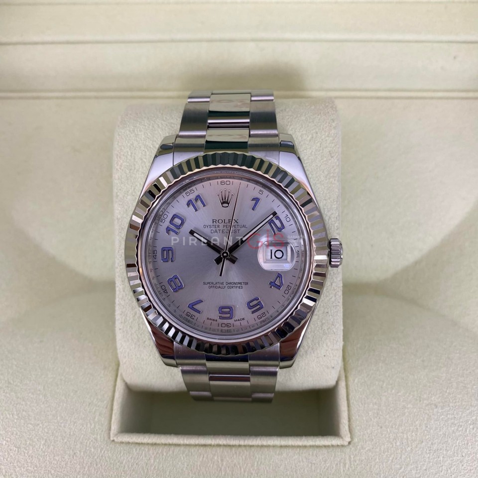 ROLEX Date Just ll Silver Violet Numbers  116334