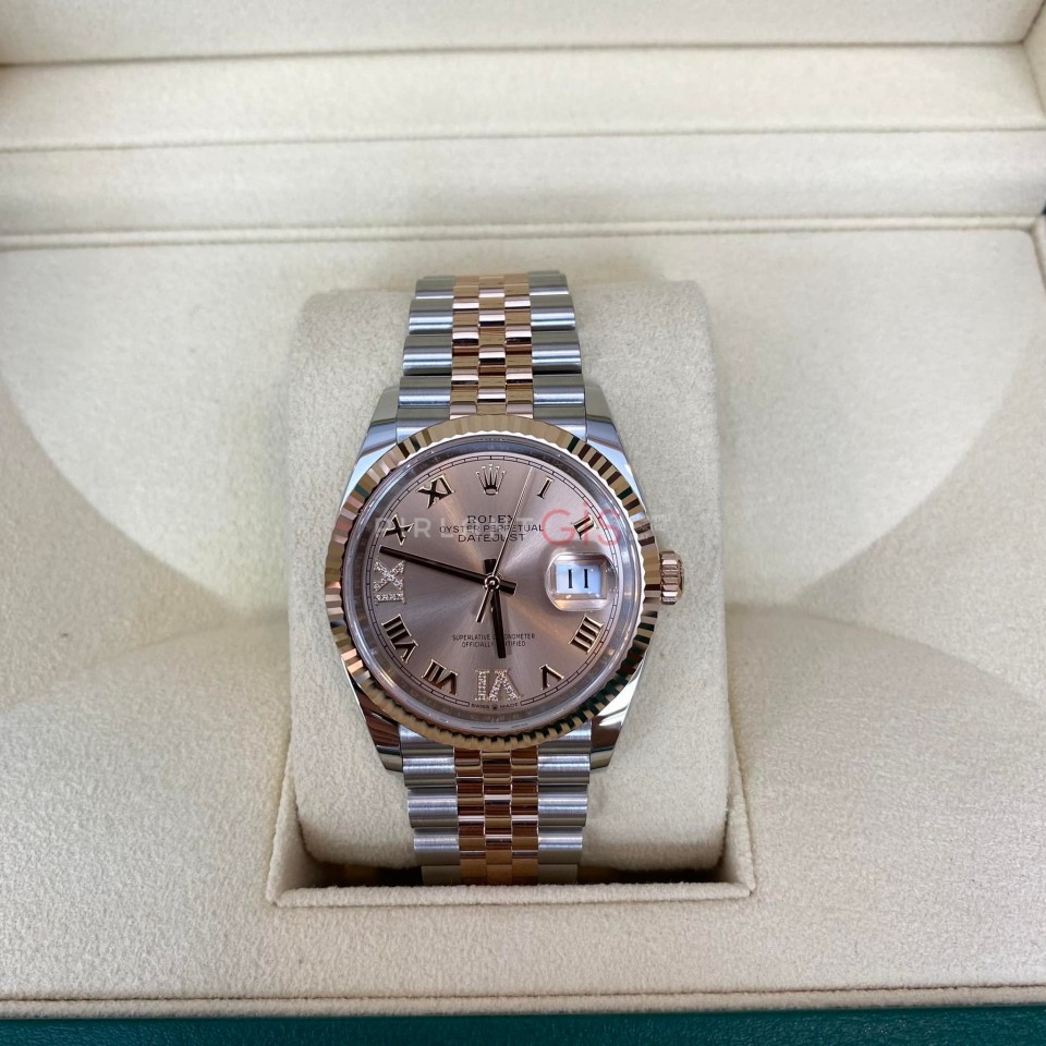 ROLEX Date Just 36 mm 126231 Everrose gold VI & IX Diamond Dial