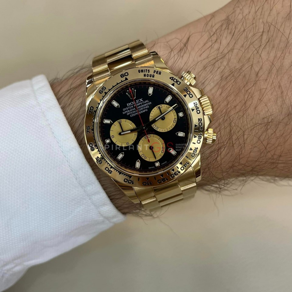 ROLEX Cosmograph Daytona Yellow Gold 116508 Black Champagne Index Oyster