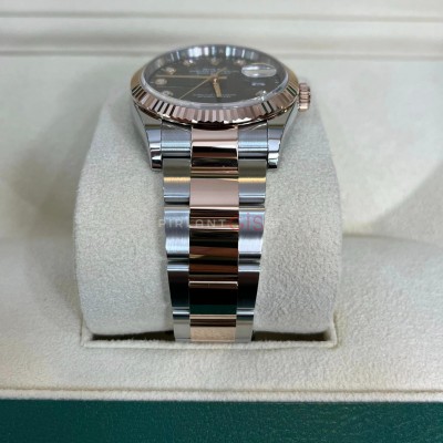 ROLEX Date Just 36 mm Steel & Rose Gold 126231 Oyster Motif Diamond Dial
