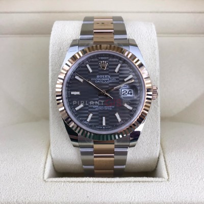 ROLEX Date Just ll Silver Flueted Motif 126331 Oyster 