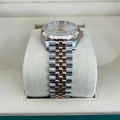 ROLEX Date Just 31 mm Steel & Rose Gold Floral Diamond Dial Jubilee Bracelet 278271