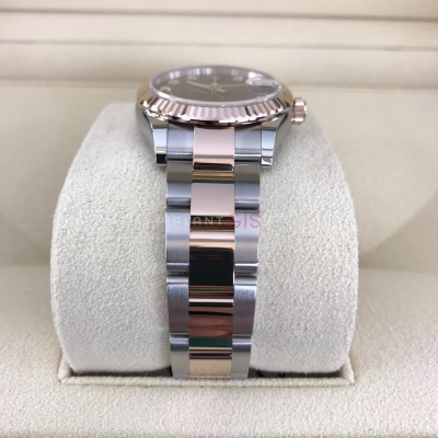 ROLEX Date Just 31 mm Steel & Rose Gold 278271 Oyster Choccolate Diamond Dial