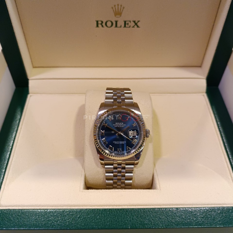 ROLEX Date Just 36 mm Blue Romen Dial 116234 Jubilee ROLEX Date Just 36 mm Blue Romen Dial 116234 Jubilee