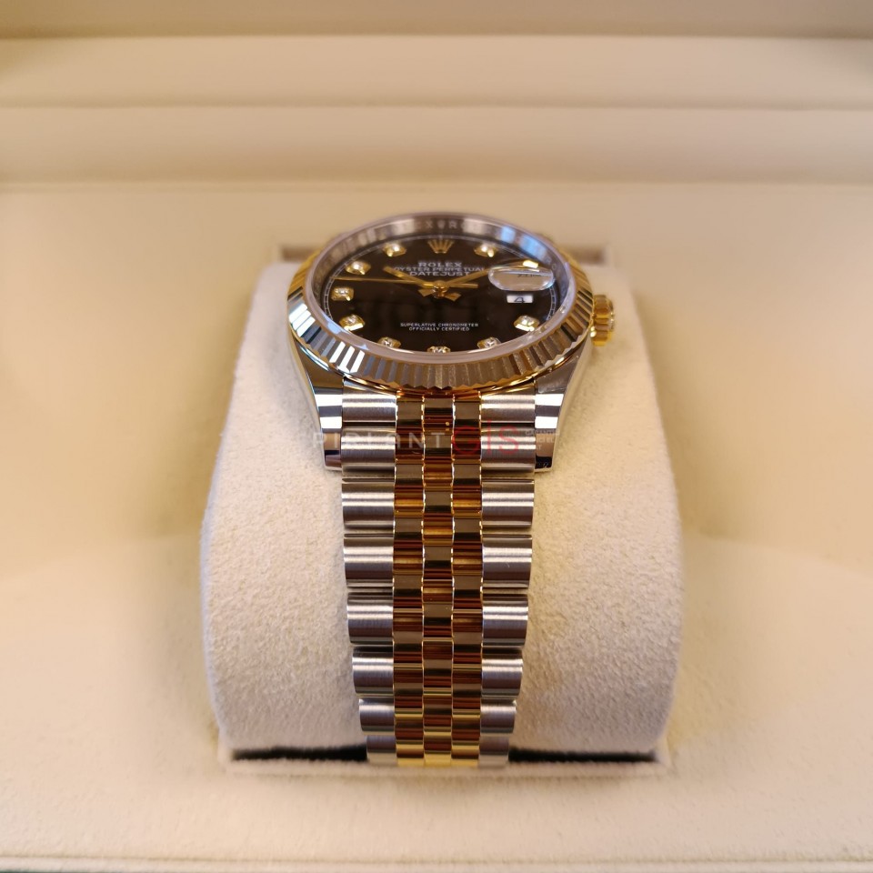 ( SIFIR ) ROLEX Date Just 36 Yellow Gold & Steel Black Diamond Dial 126233 Jubilee