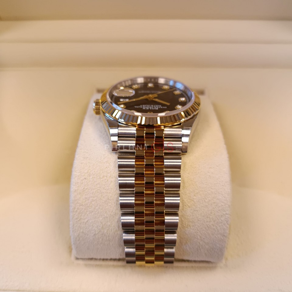 ( SIFIR ) ROLEX Date Just 36 Yellow Gold & Steel Black Diamond Dial 126233 Jubilee