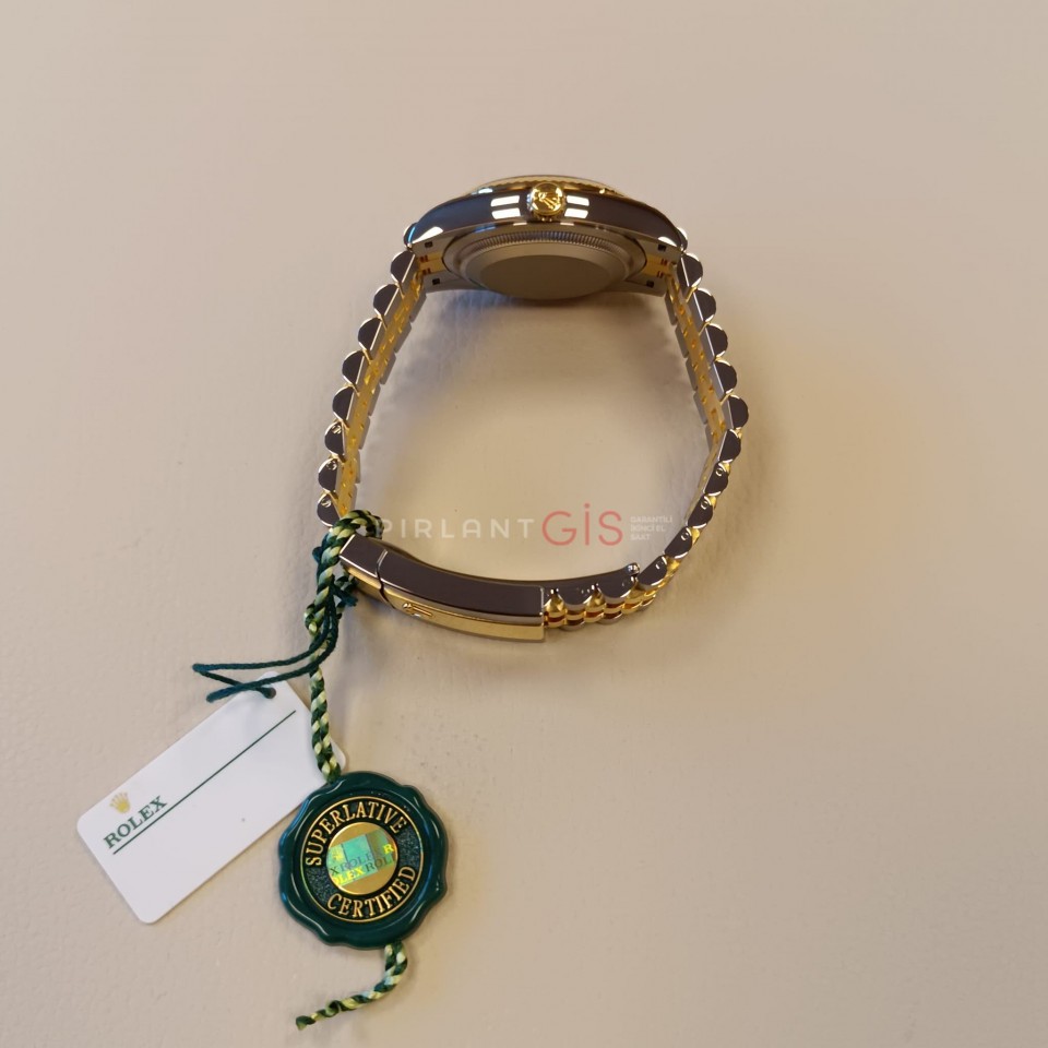 ( SIFIR ) ROLEX Date Just 36 Yellow Gold & Steel Black Diamond Dial 126233 Jubilee