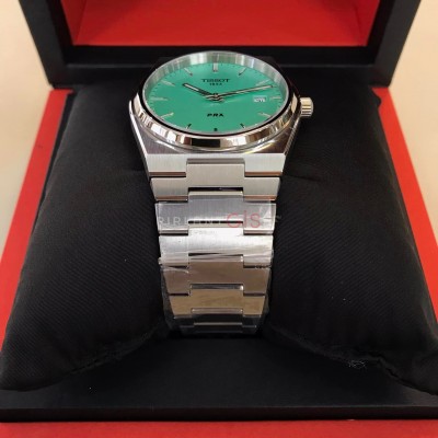 ( Sıfır ) TISSOT PRX Quartz T137.410.11.091.01 ( Açık yeşil / Türkuaz Kadran )