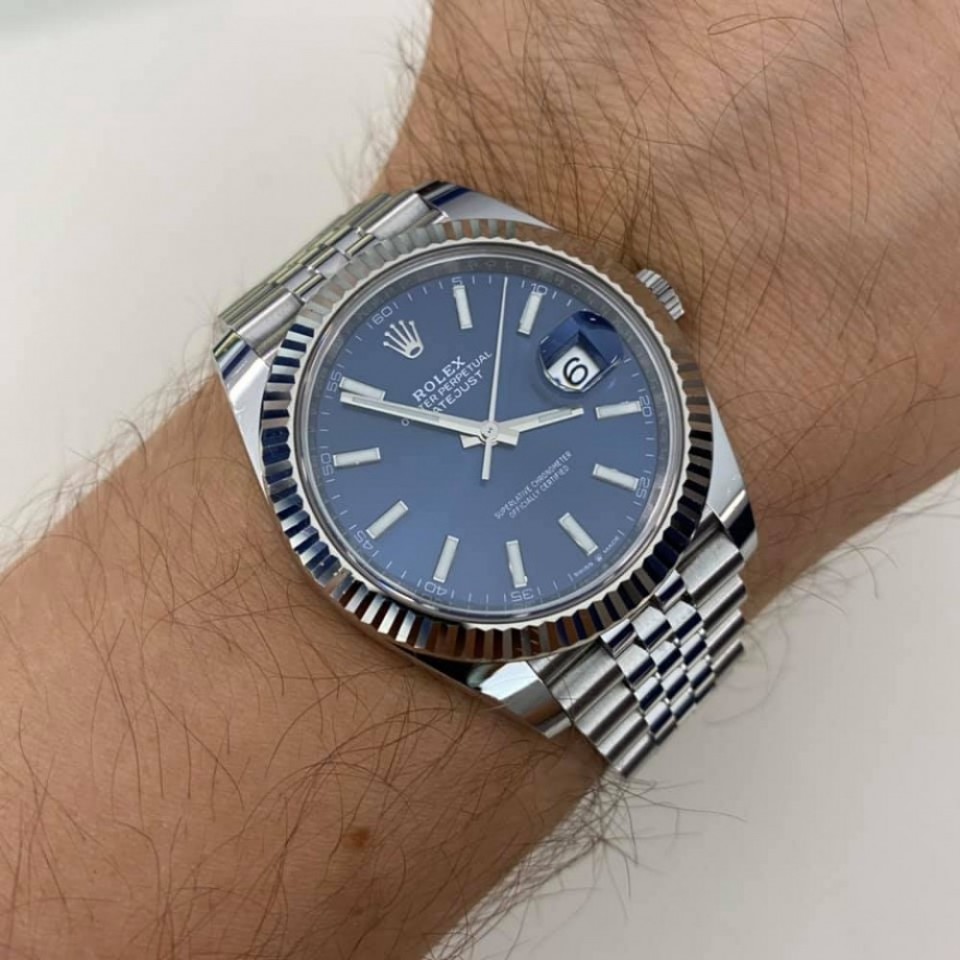 rolex just date blue