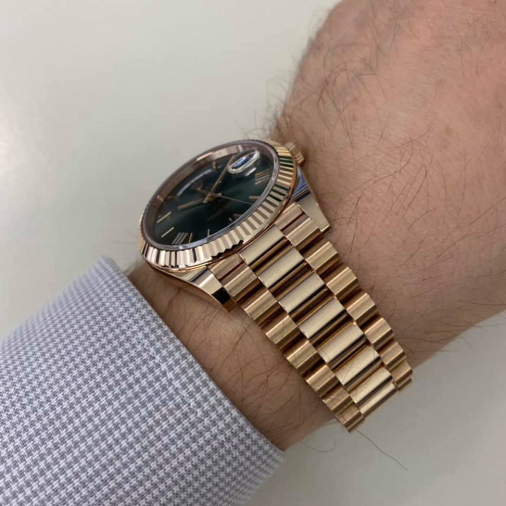ROLEX Day Date Rose Gold Green