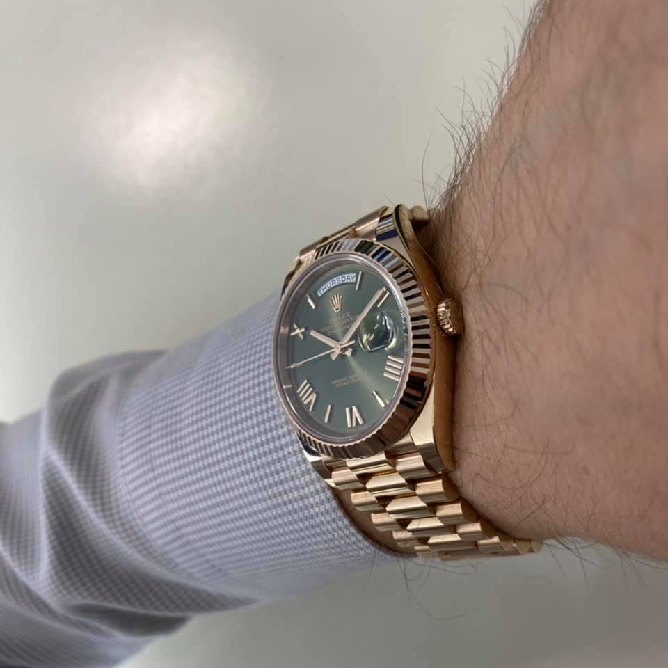 ROLEX Day Date Rose Gold Green Dial 40 mm 228235